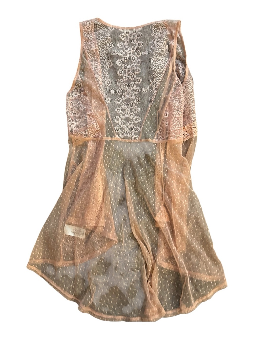 Sheer Lace- Blush Peach sleeveless cardigan